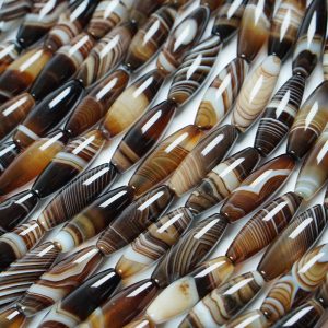 10×30mm natural silk agate rice beads Tibetan line coffee color handmade DIY accessories accessories material